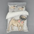 thumbnail image 2 of Ambesonne Pug Bedding Set 3 Pcs, Hipster Dog Nerdy Glasses, Twin XL, Pale Yellow Pale Pink, 2 of 3