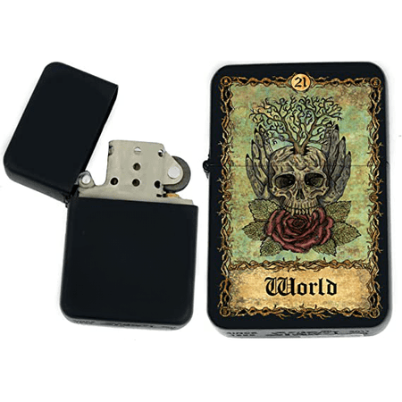 Tarot Card - Major Eternal Bones Tarot Deck Colorful Cards Unique Collectible Gifts Infinity Black Matt Windproof Lighters! (World)