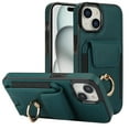 thumbnail image 2 of For iPhone 14 Plus Wallet Case with Card Holder, 360°Rotation Ring Holder Kickstand, 4 Card Slots PU Leather Case, RFID Blocking Magnetic Clasp Protective Cover,Green, 2 of 15