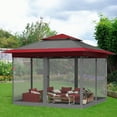 thumbnail image 4 of Pirecart 13 x 13 ft Outdoor Gazebo Pop Up Gazebo Canopy with Netting, Easy Set-up Folding Shelter for Patio, Lawn, Party, Backyard, Garden, Red &  Gray, 4 of 9