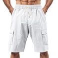 thumbnail image 1 of Shorts Cargo en Lin Décontractés pour Hommes avec Poches - Revêtement Résistant à l'Eau, Design Multi-Poches, Lavable en Machine, Tailles S-TTTG, 1 of 8