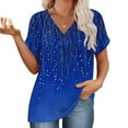 thumbnail image 5 of Summer Fashion Tops for Womens 2025 Plus Size Printing Short Sleeve Out Blouse Funny V-Neck T-Shirt Blouses, 5 of 7