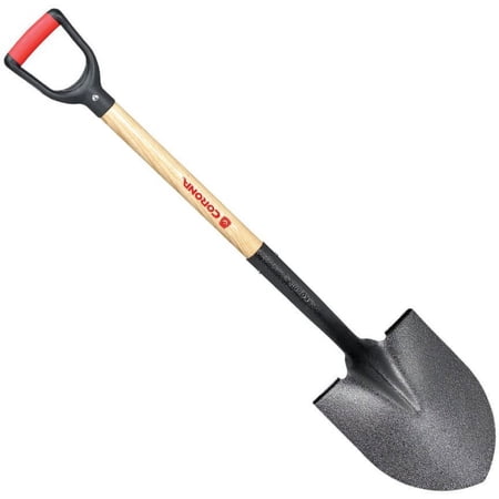 Corona SS26010 16 Gauge Tempered Steel Round Point Wood Handle Shovel
