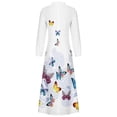 thumbnail image 4 of Moda mujer otoño estampado casual cuello pico cremallera manga larga vacaciones bolsillos vestido Fridja  yut5859, 4 of 5
