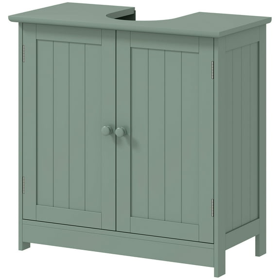 HOMCOM Under Sink Bathroom Cabinet with 2 Doors and Shelf, Dark Green