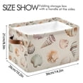 thumbnail image 4 of Yayeee 2 Pack Canvas Storage Basket with Handles for Shelves Fabric Bins Closet Organizer, Green Watercolor Seashells, 4 of 8