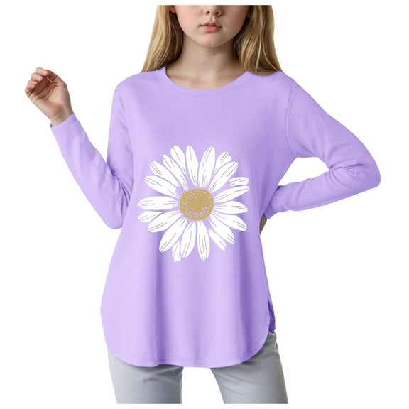 Wxirdiow Toddler Clothes for Girls Casual Long Sleeve T Shirts Kids Loose Soft Tunic Tops Tees Blouses Purple Size,9-10 Years