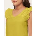 thumbnail image 5 of Moomaya Solid Flutter Sleeve Tops For Women, Moss Georgette V-Neck Casual Crop Top, 5 of 8