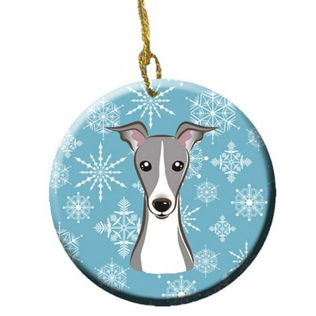 Snowflake Italian Greyhound Ornement en Céramique