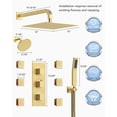 thumbnail image 3 of EVERSTEIN Dual Heads 16" Rainfall & High Pressure 6" Shower System w/ Thermostatic Faucet & Body Jets Brushed Gold, 3 of 19
