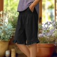 thumbnail image 2 of Womens Summer Bermuda Shorts Knee Length Elastic Waist Flared Ruffle Hem Shorts Beach Lounge Casual Shorts, 2 of 7