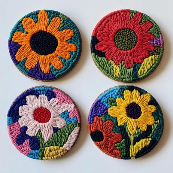 4 Set DIY Punch Needle Coaster Kits Summer Fruit Easy for Beginners with Adhesive Felt Hoop Punch Needle Embroidery Starter Set with Pattern for Drink Cups Mat Home Decor-5