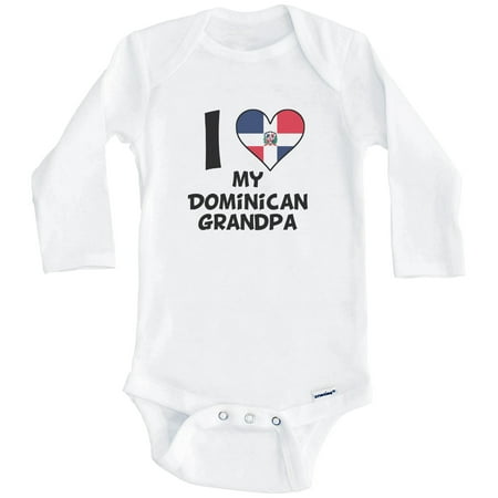 

I Heart My Dominican Grandpa Dominican Republic Flag One Piece Baby Bodysuit (Long Sleeve) 6-9 Months White