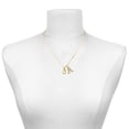 thumbnail image 2 of Delight Jewelry Gold-tone Small Boxing Glove - Large Goldtone Crystal Initial - F - Charm Necklace, 17.5"+2", 2 of 4