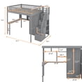 thumbnail image 4 of Churanty Full Size Loft Bed with Wardrobe and Built-in Desk, Solid Wood High Staircase Loft Bed Frame with Storage Bookshelf for Kids,Gray, 4 of 12