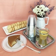 100 Silver Plastic Cups - 9 Oz Reusable and Recyclable - Elegant Silver Rim Clear Tumblers for Weddings, Anniversaries, Showers, Parties - Small Drinking Cups by JL Prime