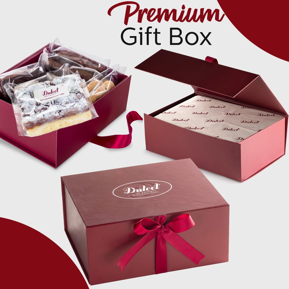 Dulcet Gift Baskets Deluxe Gourmet Food Gift Basket, Brownies, Crumb Cakes Rugelach & Muffins
