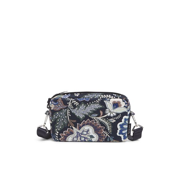 Vera Bradley Women's Recycled Cotton RFID Convertible Pouch Crossbody Bag and Belt Bag Java Navy Camo