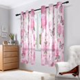 thumbnail image 6 of 2 Panels Set Blackout Curtains Thermal Insulated Sun Protection Room Darkening Drapes for Bedroom Pink Roses and Butterflies, 6 of 6