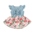 thumbnail image 1 of 12 Months Baby Girl Clothes 18 Months Toddler Baby Girls Summer Dress Ruffle Flying Sleeve Denim Dress Sleeveless Floral Dress Blue, 1 of 6