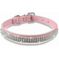 thumbnail image 3 of Full Crystal Rhinestones Shing Diamonds PU Leather Dog Pet Collars with Rhinestones Buckle，Pink，X-Small:5/8"*8-10"，, 3 of 3