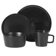 Gibson Soho Lounge Bowery 32 Piece Matte Black Stoneware Dinnerware Plates, Bowls, and Mugs Set - Service for 8