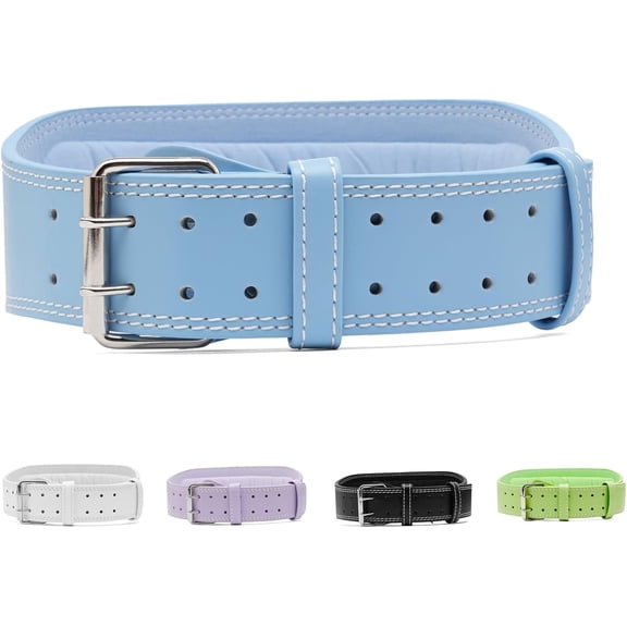 Weightlifting Belt Powerlifting Women & Girl, 4 Inches Padded Lumbar Support Belt - Heavy Duty Power Lifting Leather Belt for Back Support, Gym & Fitness Training