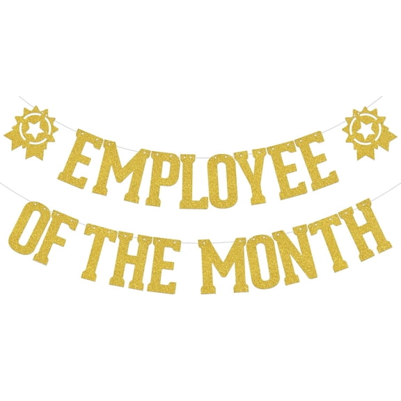 Employee of the Month Banner Gold Glitter