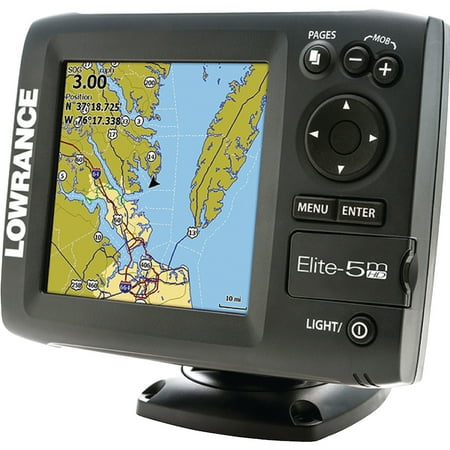 Lowrance Elite-5 CHIRP Gold Fishfinder/Chartplotter with Transducer/Built-In GPS antenna/Navionics+ High-Definition Mapping