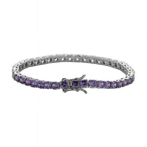 4.0mm Round Cut Lab-Created Amethyst Prong-Setting Tennis Bracelet in 925 Sterling Silver – Elegant Jewelry for Women