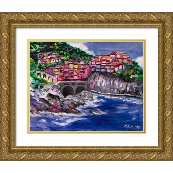 Montel, Sébastien 24x20 Gold Ornate Wood Framed with Double Matting Museum Art Print Titled - Cinque Terre