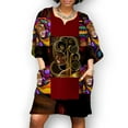 thumbnail image 2 of JINMGG Womens Plus Size Clearance $5 Women Fashion African Vintage Print Middle Sleeve V Neck Casual Mini Dress Red XXL, 2 of 7