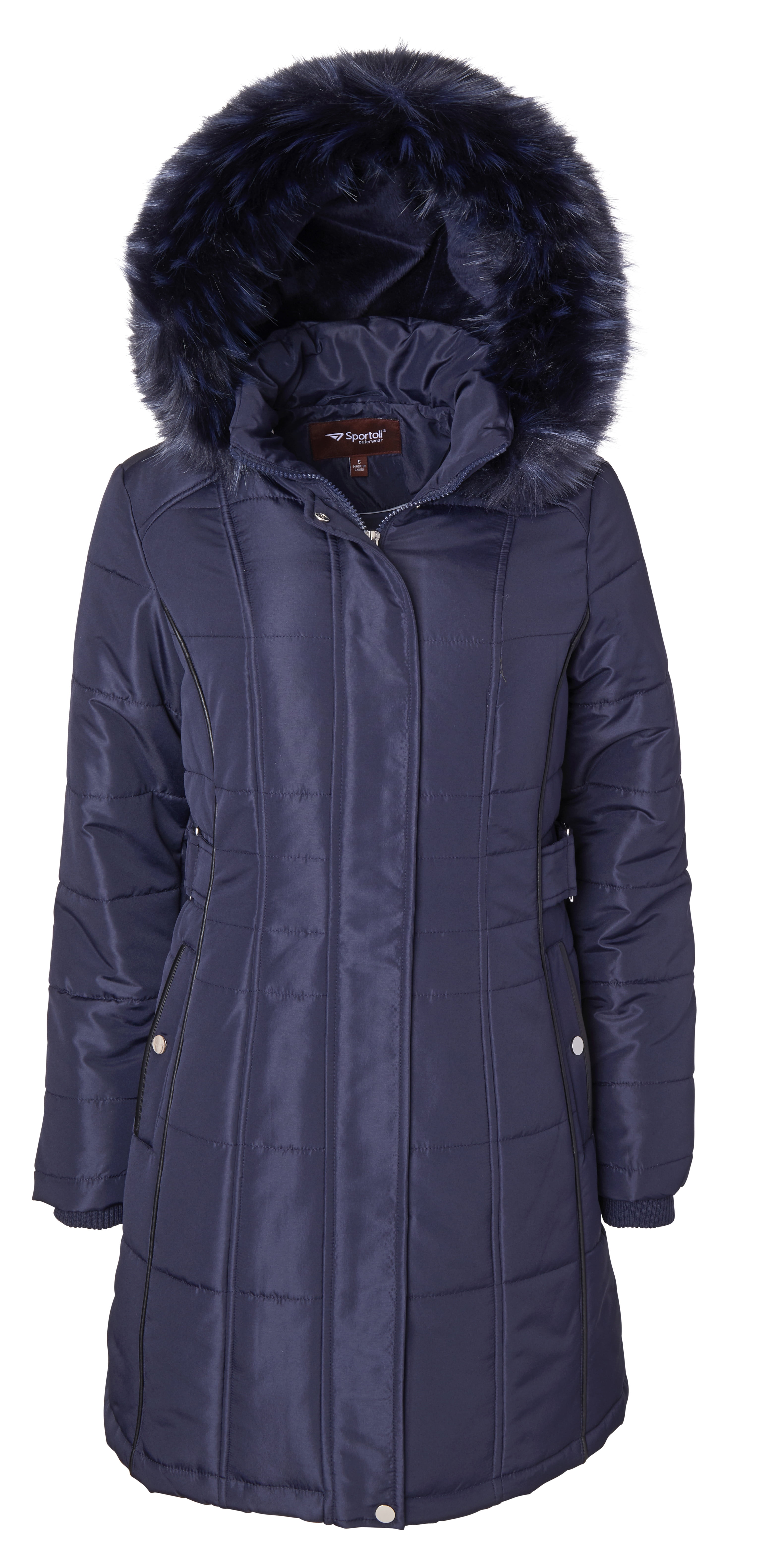 Women's Long Down Alternative Puffer Coat Detachable Plush Lined Fur