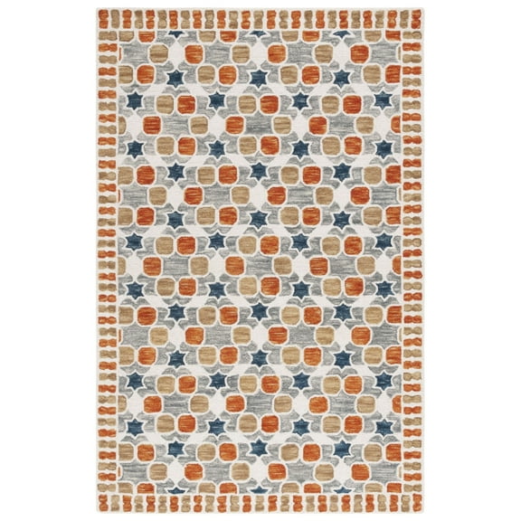 SAFAVIEH Aspen Vincent Geometric Area Rug, Ivory/Grey, 5' x 5' Round