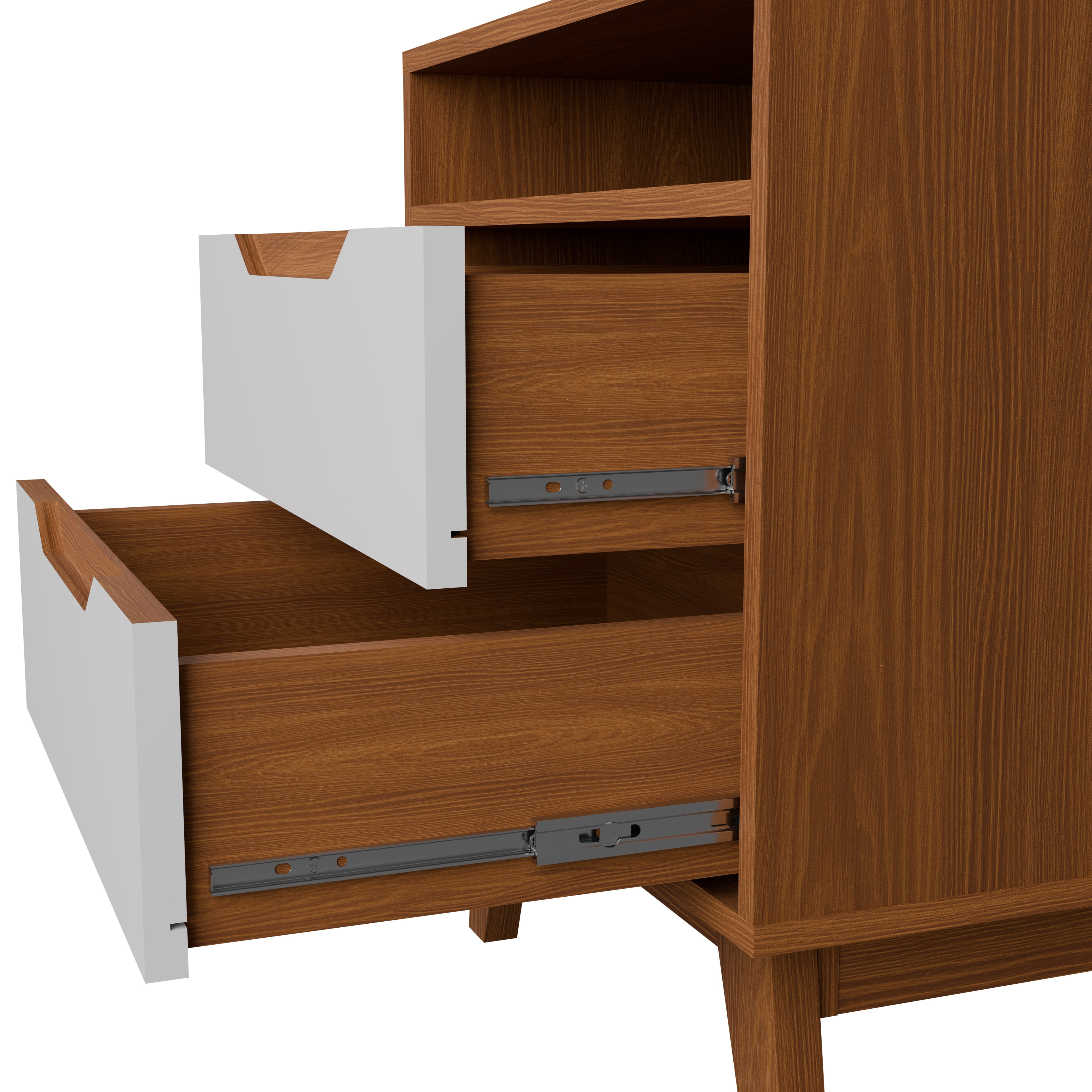 Kappesberg Paris 2-Drawer Nightstand with Open Shelf and Built-in Handles - Golden Oak/White - for Adults and Teens