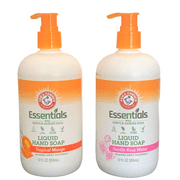 Arm & Hammer Essentials Liquid Hand Soap 12fl oz Tropical Mango and Gentle Rose Water Washes Away Bacteria for Kids Adults Easter Home Bathroom Kitchen Handwash Decor Gift Basket Filler, 2 Bottles