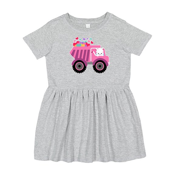 Inktastic Kitten Sending Some Love This Valentine's Day in Dump Truck Girls Toddler Dress