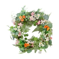 Spring Wreath for Front Door, Colorful Floral Wreath for All-Season, Artificial Spring Summer Door Hanger for Outdoor/Indoor Use, Hassle-Free Front Door Decor