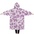 thumbnail image 2 of Oversized Wearable Blanket Hoodie,Pink and Purple Of Leopard Print Sherpa Blanket Hoodie with Super Pockets,Super Warm Fuzzy Pullover for Women & Men, 2 of 6