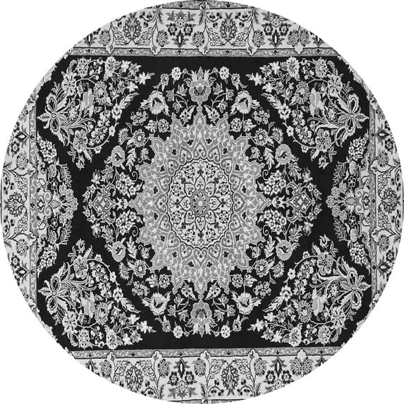 Ahgly Company Indoor Round Medallion Gray Traditional Area Rugs, 6' Round