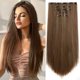 thumbnail image 1 of StrRid Extensiones de cabello con clip marrón recto invisible de 22 pulgadas de largo sintético grueso clips en postizos para mujeres 5 piezas negro rizado ondulado 18 pulgadas niñas rubia rojo blanco, 1 of 5