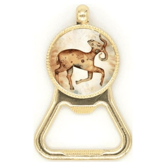 March April Aries Constellation Zodiac Beer Bottle Cap Opener Stainless Steel Key Chain