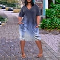 thumbnail image 4 of Robes pour Femmes Mode Imprimée Col en V Confortable Manches Courtes Longueur Genou avec Poches Robe pour Femmes Bleu Foncé TG, 4 of 4