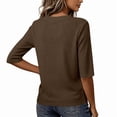 thumbnail image 4 of Qwertyu Short Sleeve Sweater for Women Summer Square Neck Pullover Tops Business Casual Lightweight Sweaters Spring Fall Clothes 2026 Coffee M, 4 of 5