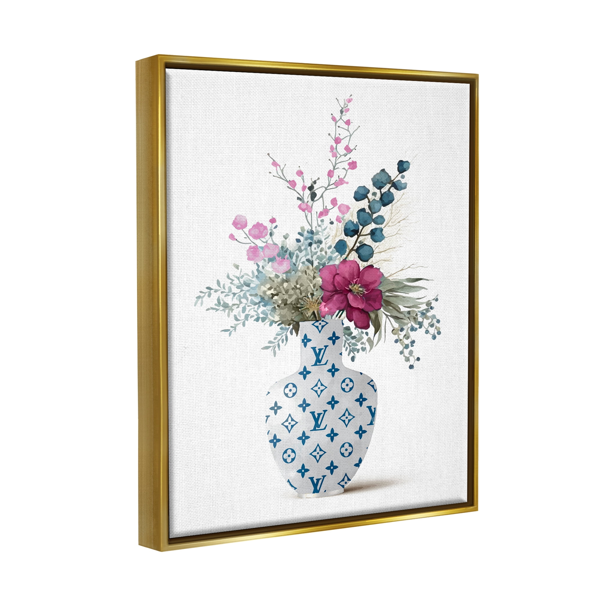 Stupell Industries Fashion Brand Bouquet Botanical & Floral Painting Gold Floater Framed Art Print Wall Art, 25 x 31