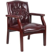 Nicer Furniture  Traditional Black Caressoft Vinyl Guest Chair Conference Room Side Chair, Burgundy