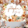 thumbnail image 2 of A Little Pumpkin is On The Way Backdrop Pumpkin Theme Baby Shower Party Decorations Fall Pumpkin Floral Baby Shower Photoshoot Background Photo Booth Banner, 2 of 5
