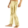 thumbnail image 5 of TSSOE Men's PVC Leather Long Pants 70s Disco Trousers Flared Bell Bottoms Vintage Leggings Tights Gold S, 5 of 7