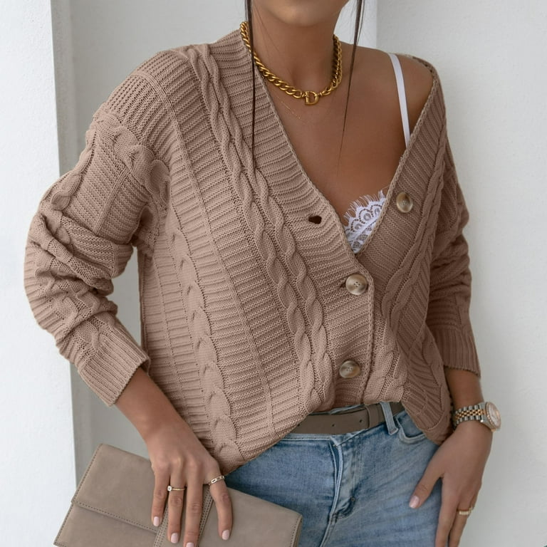 Cropped Cozy-Knit Cardigan for Women