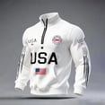 thumbnail image 2 of LNZGNM Men's Quarter Zip Sweatshirts USA Flag Waffle Pullover 250th Anniversary 1776-2026 Patriotic Sweatshirt Casual Parade Pullover Tops,White 3XL, 2 of 3